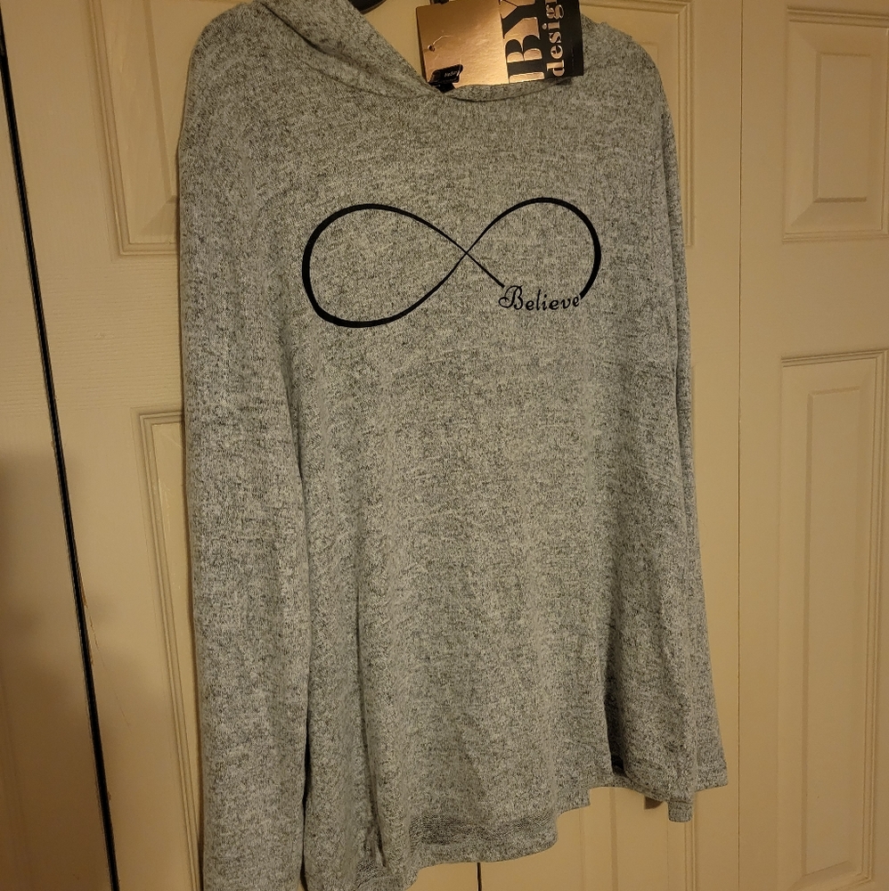 Grey Hooded long sleeve shirt